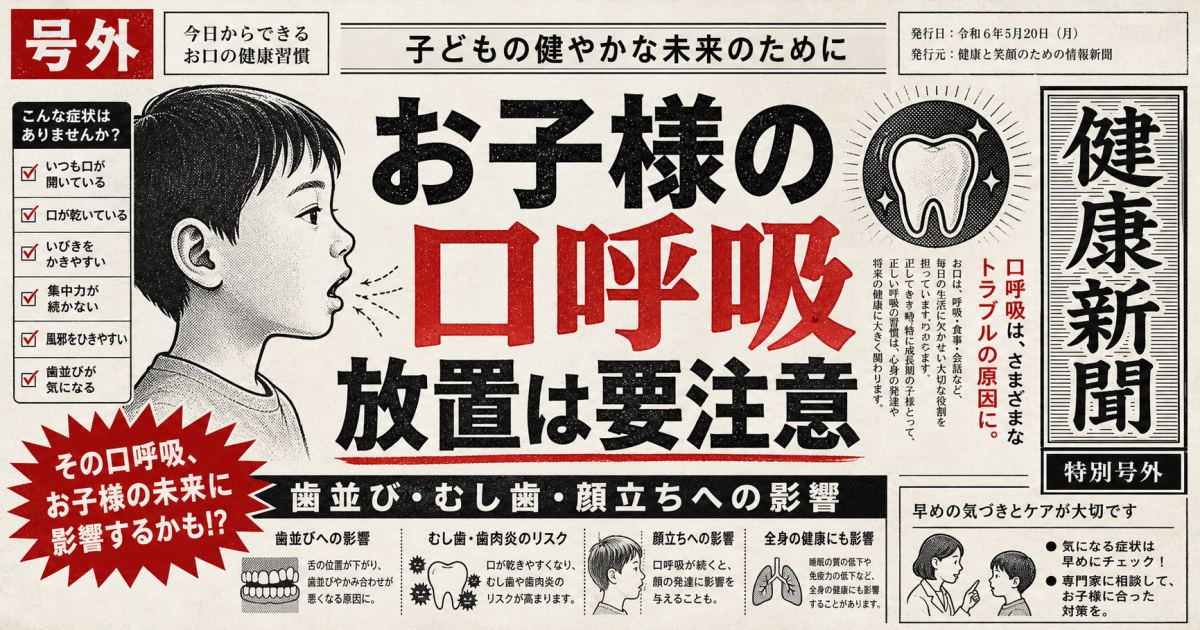 子供の口呼吸を放置する影響は？お子様の歯並びやむし歯を防ぐ対処法
