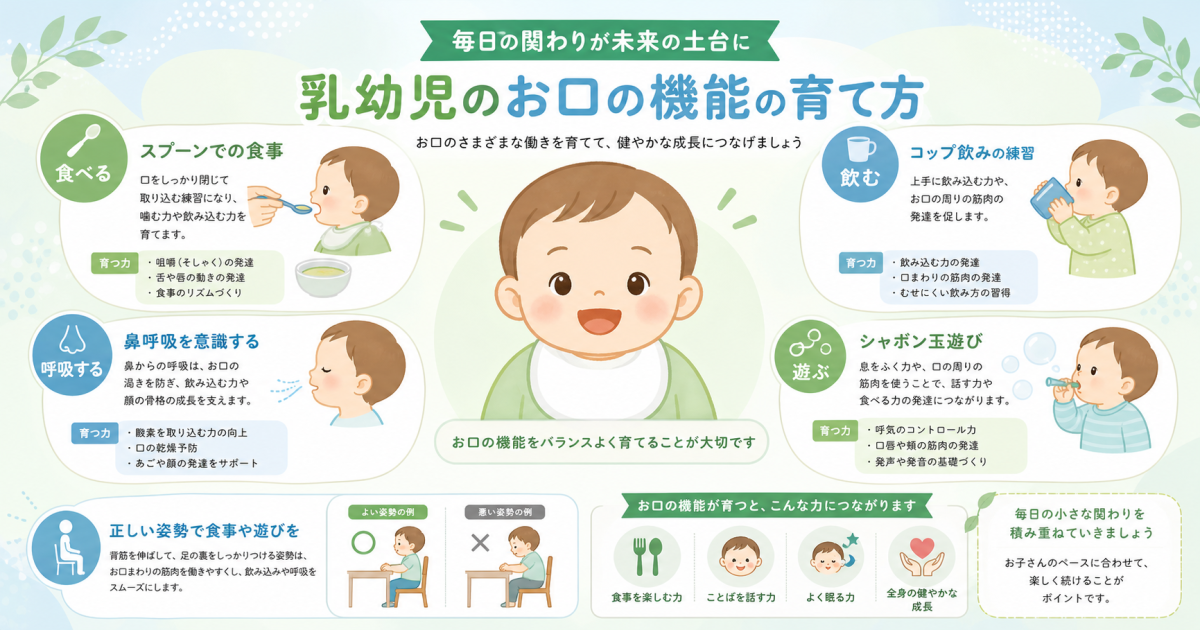 お口ぽかん・丸呑みを防ぐ！乳幼児のお口の機能を育てる食事と遊び