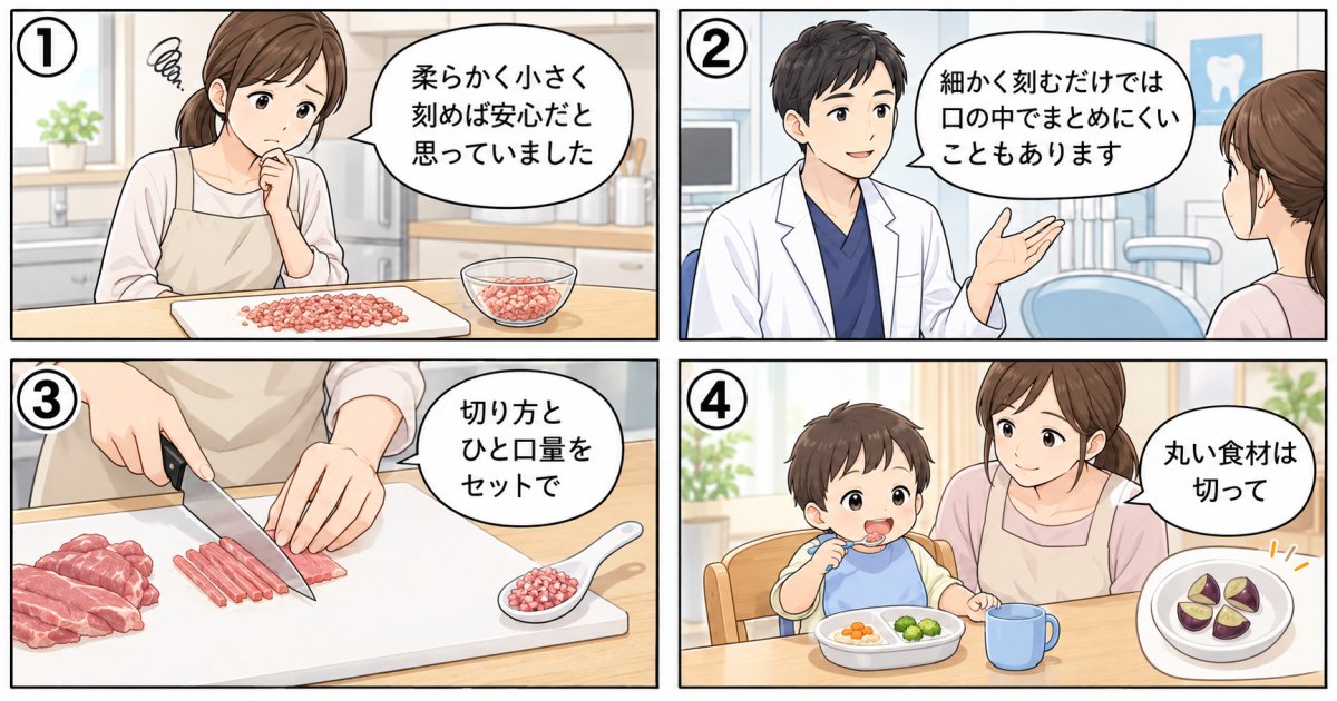 幼児の噛む力を食事で育む、硬さと切り方の工夫